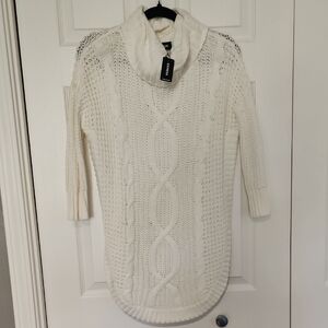 Express Cream Cable Knit Turtleneck Sweater